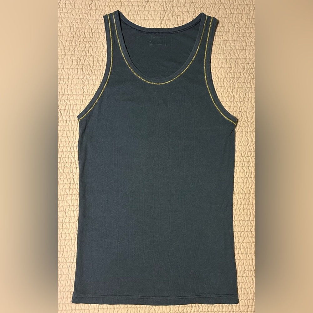 D&G Dolce&Gabbana Men Vintage 2005 Blue & Yellow Contrast Stretch Tank Small
